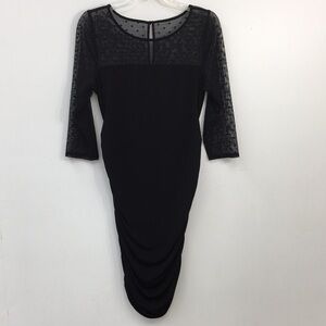 Motherhood Maternity Long Sleeve Black Formal Lacy Mesh Dress Size M EXCELLENT
